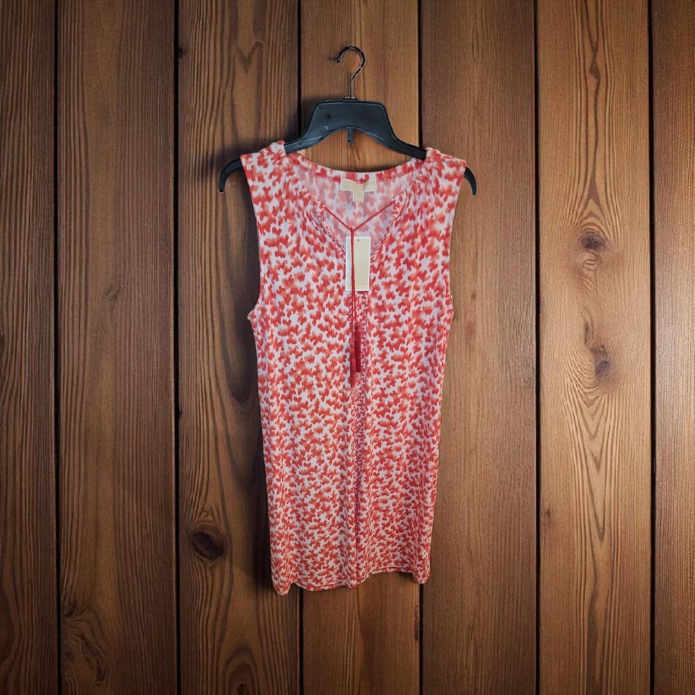 (NWT)Michael Kors Size Large Red and White Floral Womens Dress - Picture 6 of 8